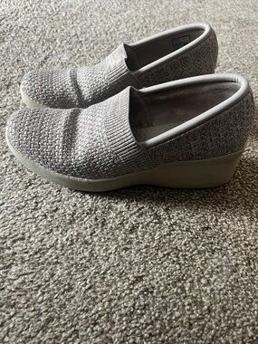 Slip-On Comfort Wedge Sneakers in Light Gray
